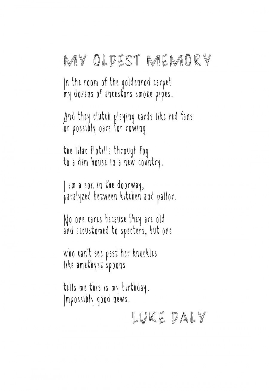 Justify The Title Of The Poem The Poetry Of Earth “My Oldest Memory” by Luke Daly | Architrave Press